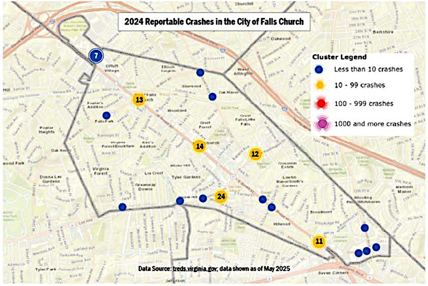 2024 map of traffic crashes.
