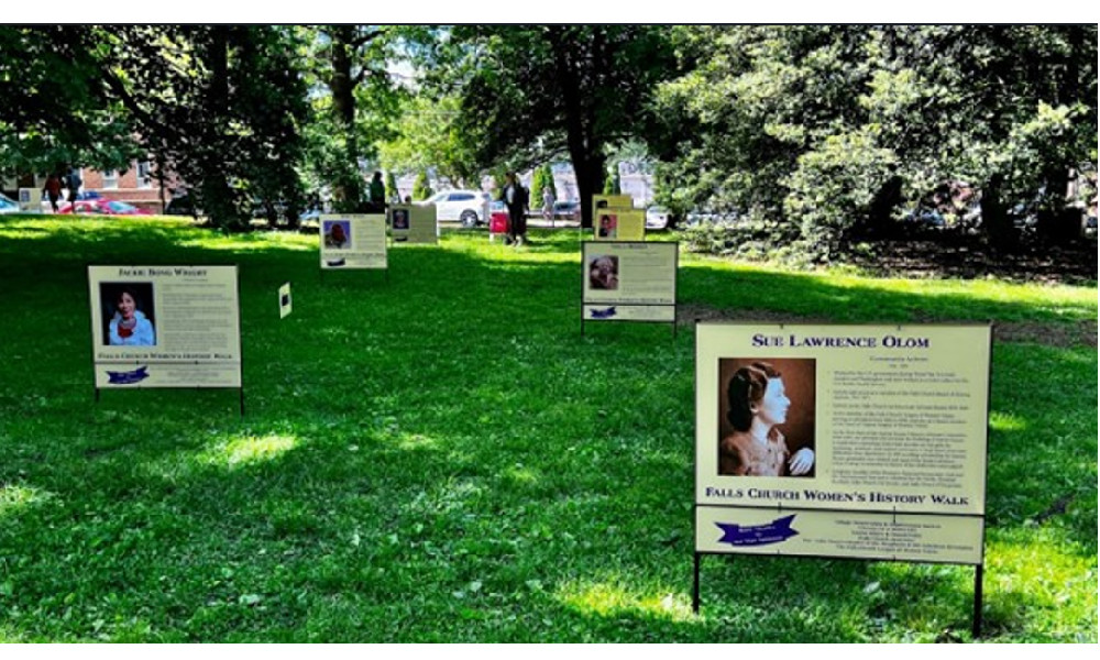 Posters for the Women's History Walk in Falls Church City