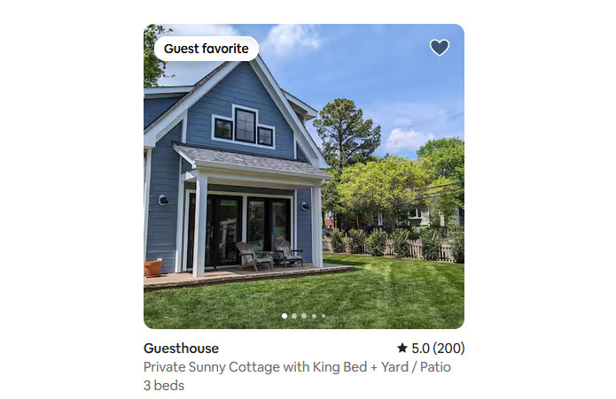 Listing of an accessory dwelling on Airbnb