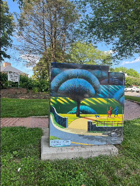 utility box artwork at Falls Church city hall.