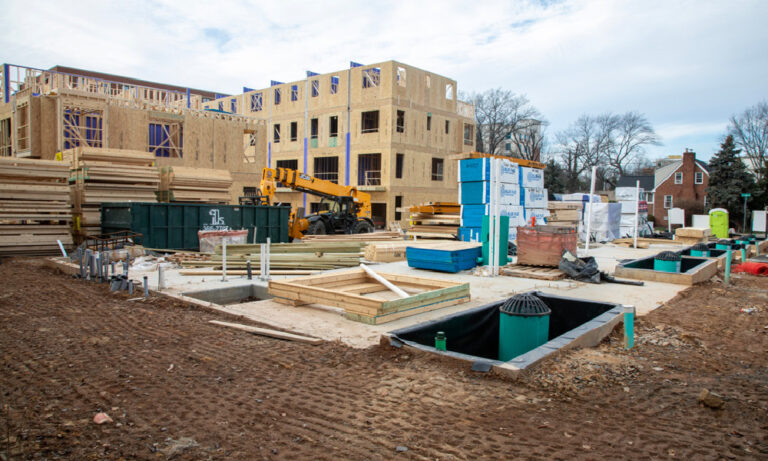 Photo of Lee Park townhomes construction site.