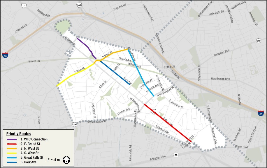 Bicycle Master Plan priority routes map.