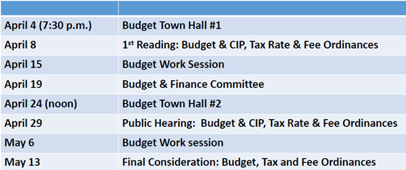 FY 2025 Budget schedule of meetings