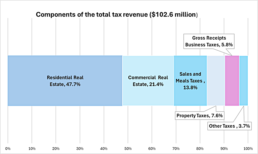 Chart of total taxes FY 2025 budget.
