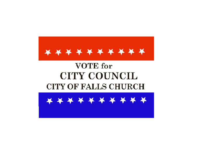 Yard sign for City Council election - red white and blue.