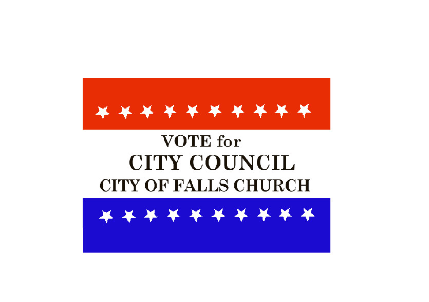 Yard sign for City Council election - red white and blue.