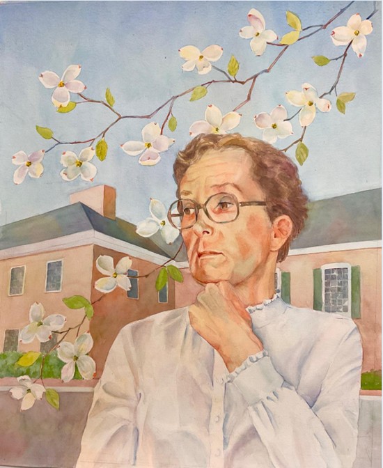 Carol DeLong Portrait by Deborah Conn, 2025. Watercolor. 25x30 in.