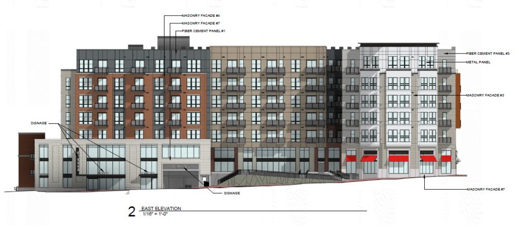 Founders Row II east elevation drawing