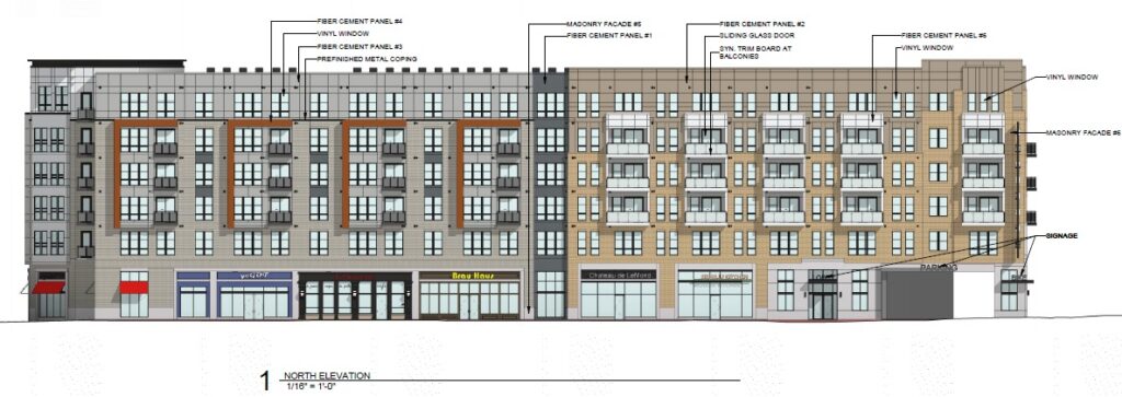 Founders Row II north elevation drawing