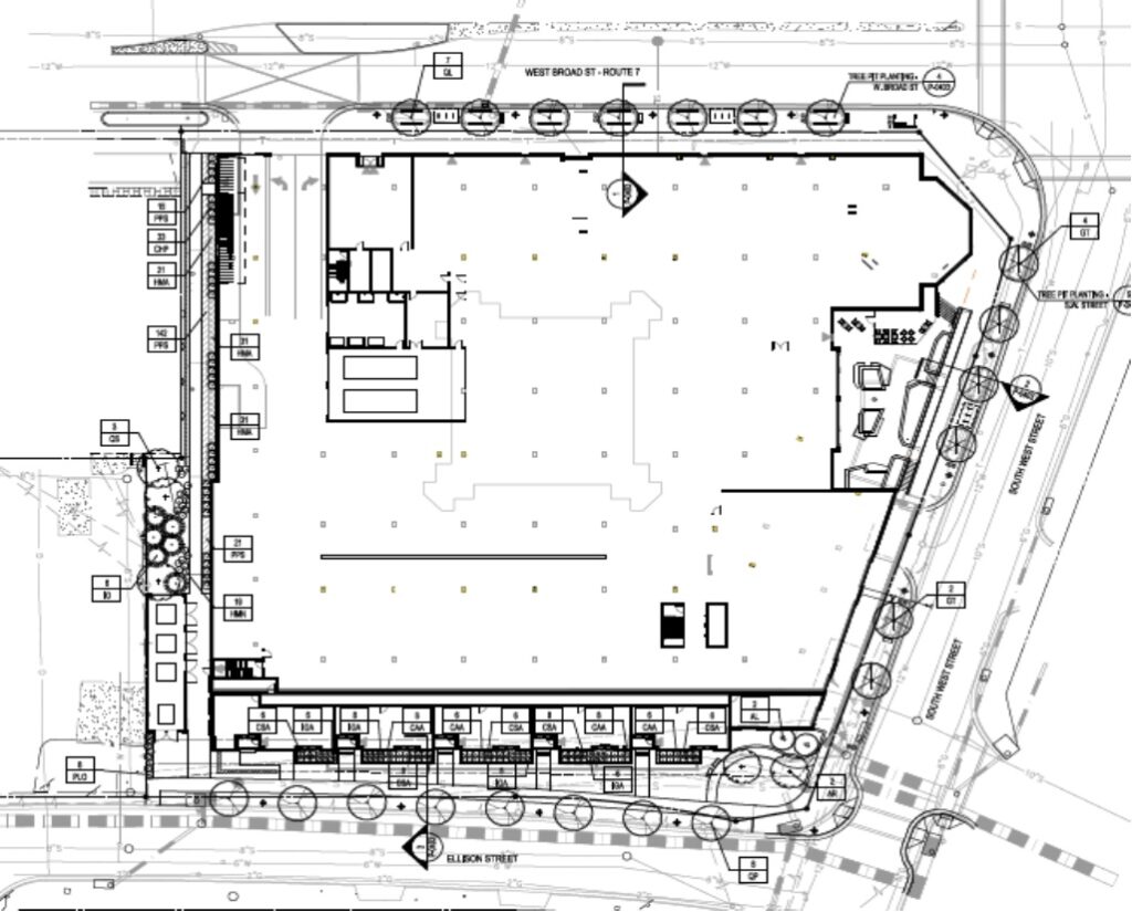 Founders Row II Landscape plan showing trees to be planted
