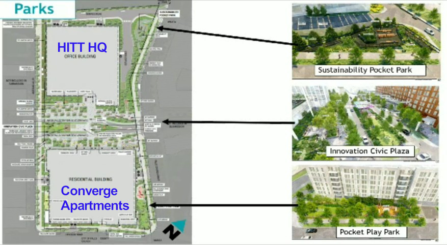 Landscape plan for parks at Converge development.