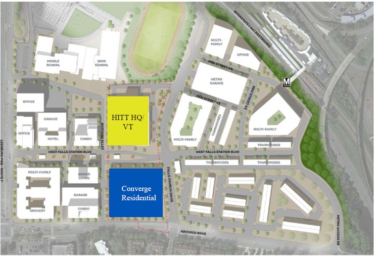 West Falls Church site plan highlighting the Converge development in Fairfax County.