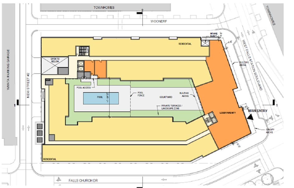 Level 1 floor plan, apartment building