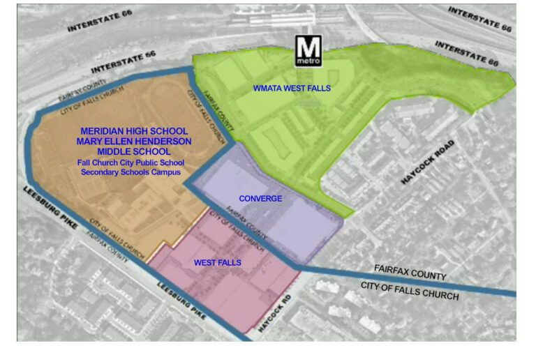 Map showing developments in West Falls Church