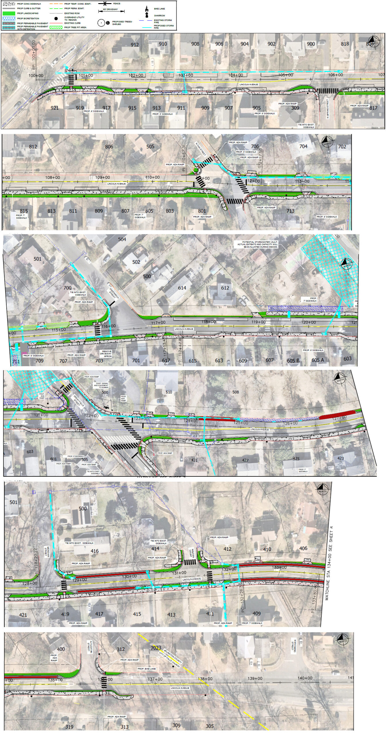 Design - all segments of the final concept plan for Lincoln Avenue.