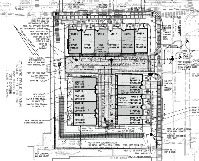 Lee PArk II stormwater retention tanks architectural drawing.