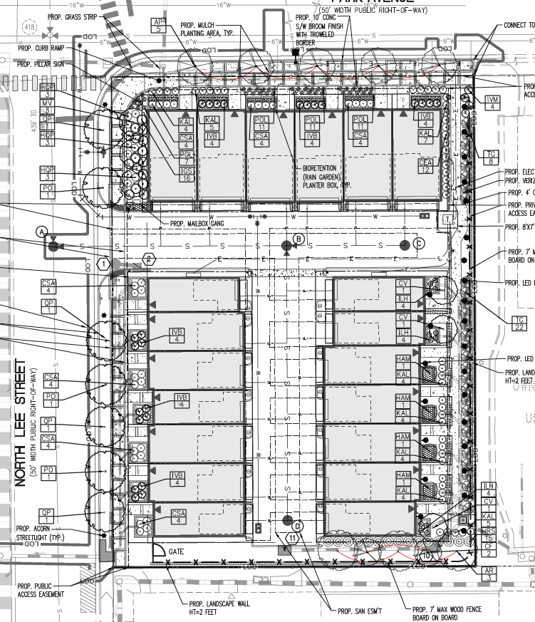 Lee Park townhomes landscape plans.