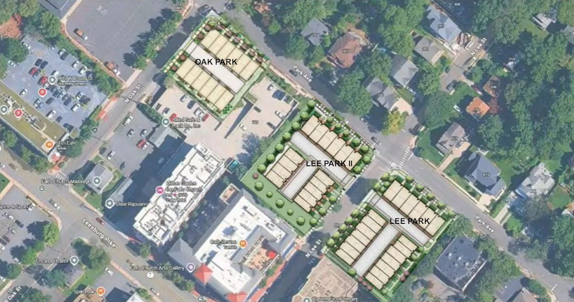 Aerial of 3 Madison Homes townhomes projects on Park Avenue