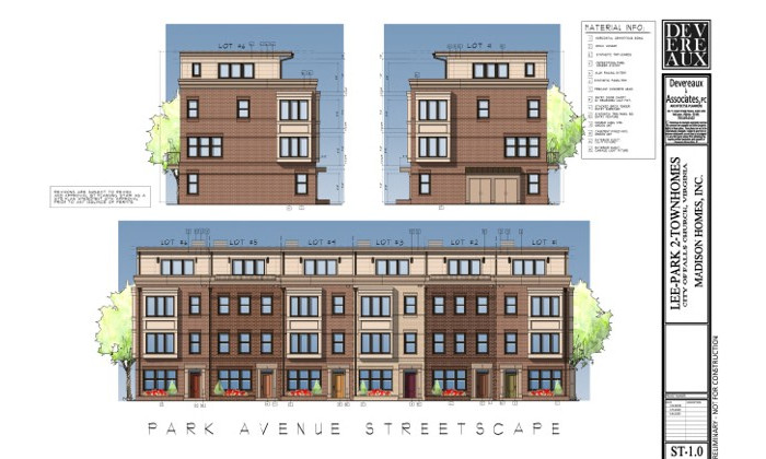 Lee Park II feature image showing architectural drawings of townhomes