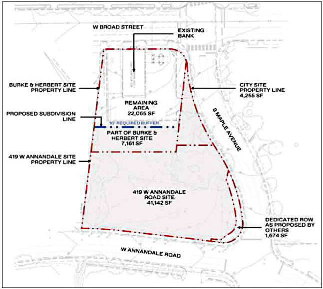 Plat showing the 3 lots of the Maple and Annandale project