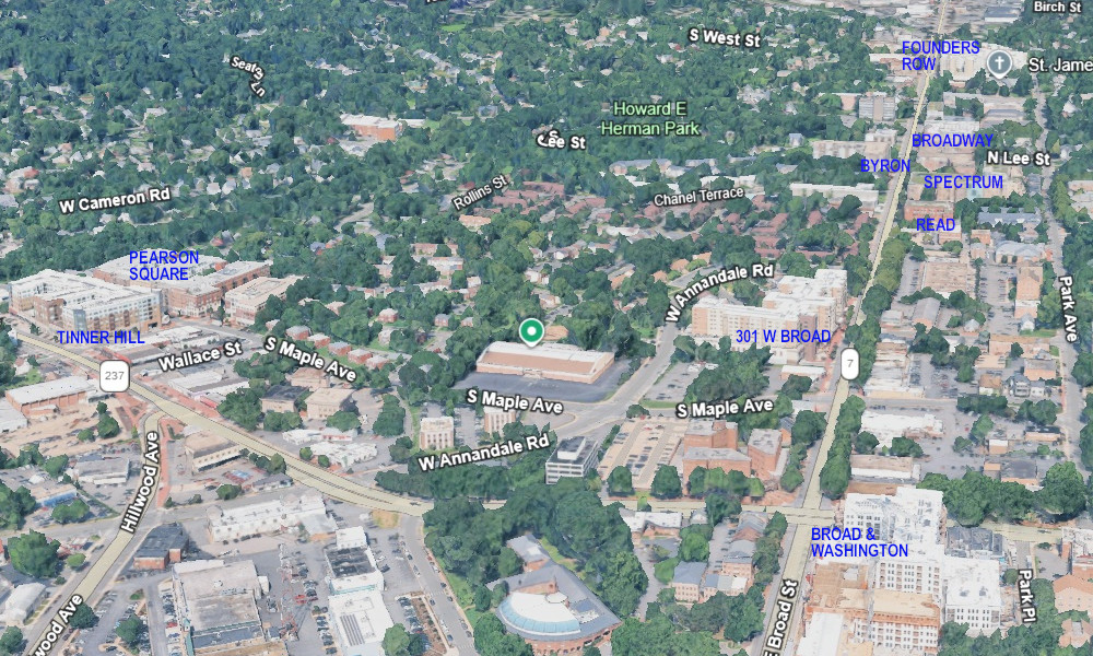 Google earth aerial image of Falls Church City