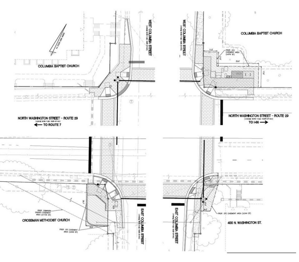 Construction plan for N Washington and Columbia intersection.