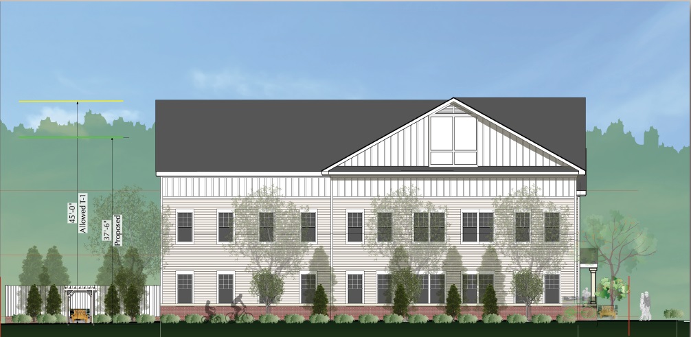 Oak Place elevation from Park Avenue, revised for variance
