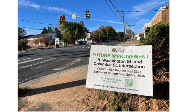 Sign of future roadworks at N Wash st and Columbia St