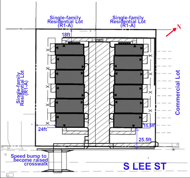 Madison Homes site plan for S Lee townhomes