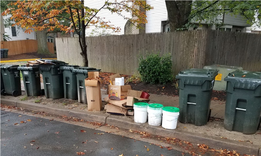 Photo of various Falls Church City Solid Waste bins