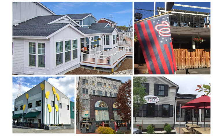 Collage of buildings in Falls Church with Robert Young and Jim Snyder involvement