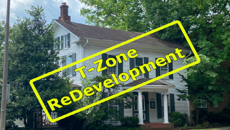 Historic house with T-Zone Redevelopment stamp