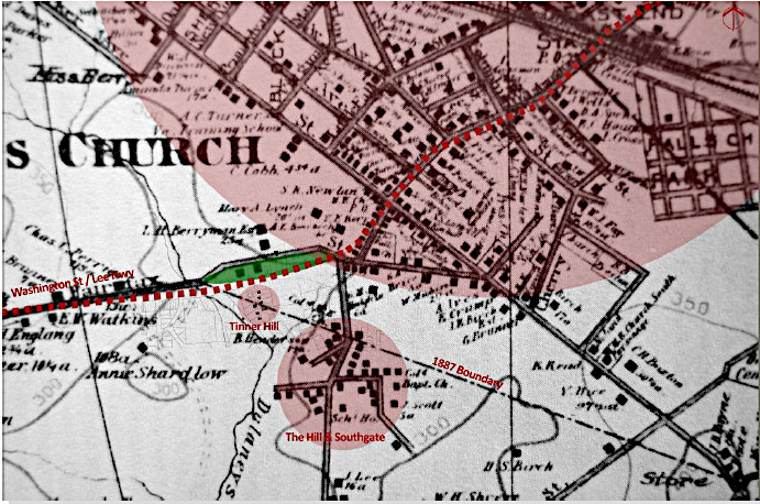 Falls Church Black History: Map of Lee Highway cutting through Tinner Hill