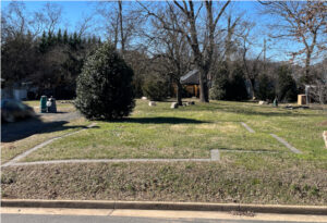 Outline of Joseph and Mary Tinner's house in the Tinner Hill Historic Park