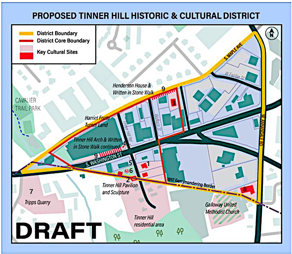 Map of proposed tinner Hill historic and cultural district