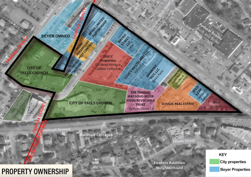 Map showing property ownership in the Gordon Road Triangle.