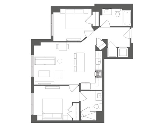 2-bedroom condo floor plan