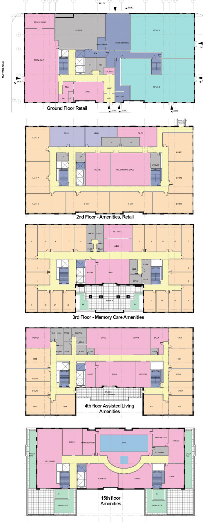 Senior living block  floor plans