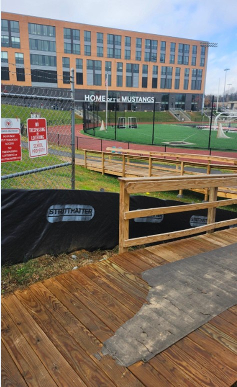 Footpath between the Meridian High School and West Falls Church metro site.