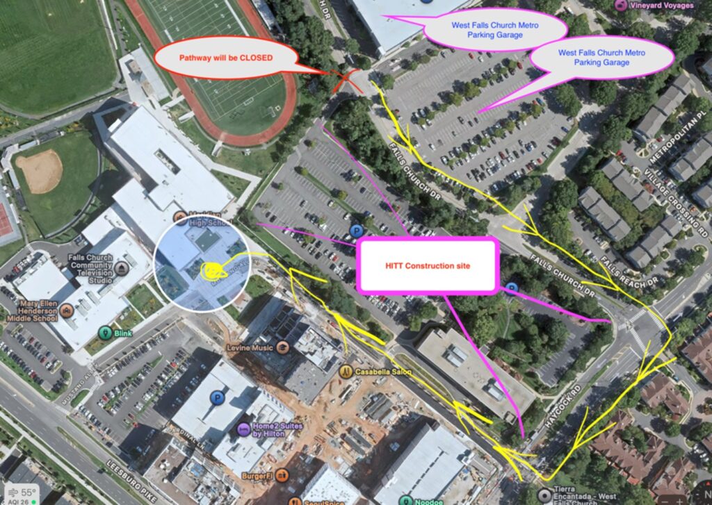 New pedestrian route between the Secondary Schools Campus and West Falls Church Metro Station.