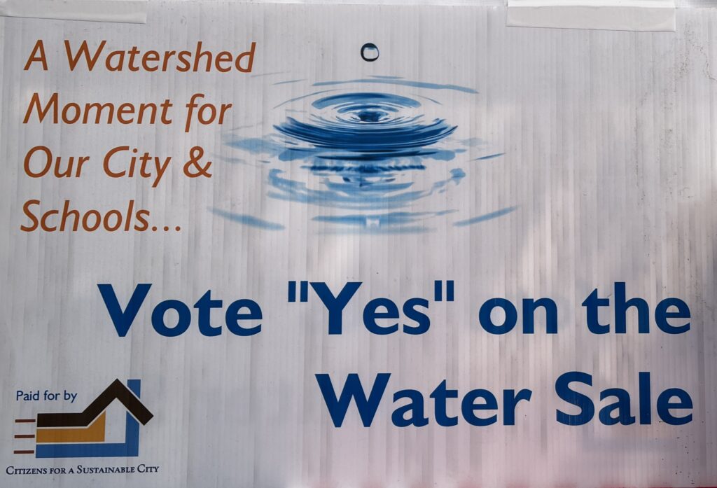 Yard sign from the 2013 Water sale referendum 