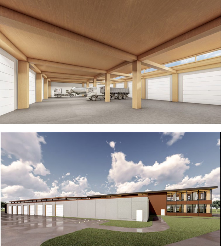 Renditions of vehicle bays interior and exterior